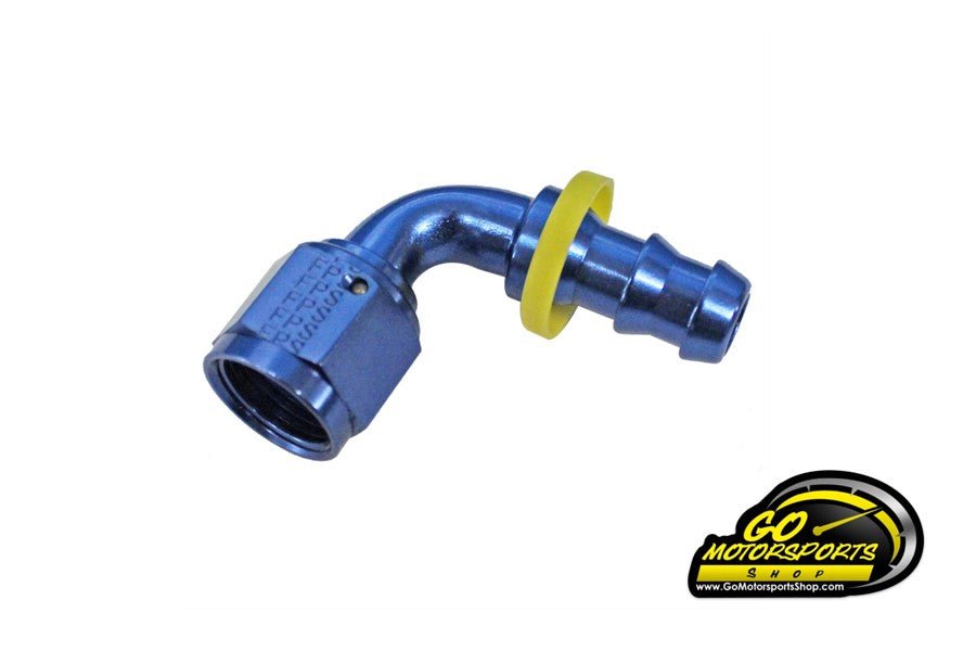  - 8AN 90 Degree Pushlock Fitting (Blue or Black) - GO Motorsports Shop