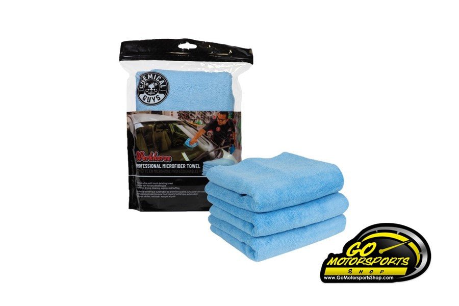 Chemical Guys | Workhorse Professional Microfiber Towel - Blue (3 Pack) - GO Motorsports Shop