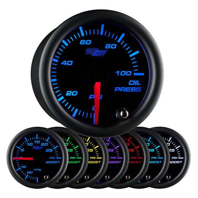 Oil Pressure Gauge | Black Dial MultiColor Gauges - GO Motorsports Shop