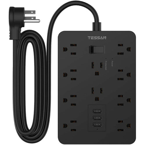 Tessan 10 - Outlet Surge Protector with 3 USB Ports - GO Motorsports Shop