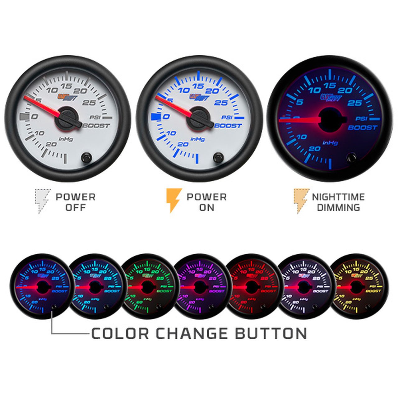 Volt Gauge | White Dial MultiColor Gauges - GO Motorsports Shop