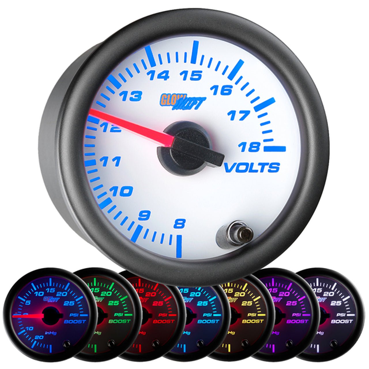 Volt Gauge | White Dial MultiColor Gauges - GO Motorsports Shop