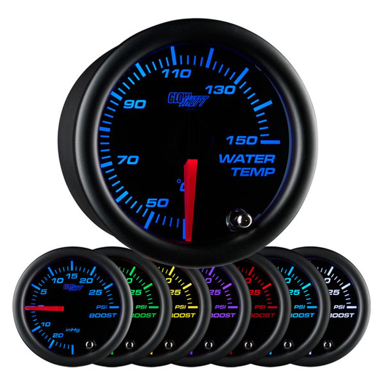 Water Temp Gauge for FZ09 / MT09 | Black Dial MultiColor Gauges - GO Motorsports Shop